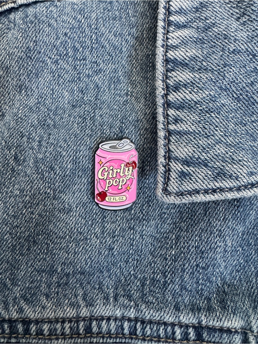 Girly Pop Can Enamel Pin | Cute Soda Drink Novelty Lapel Pin